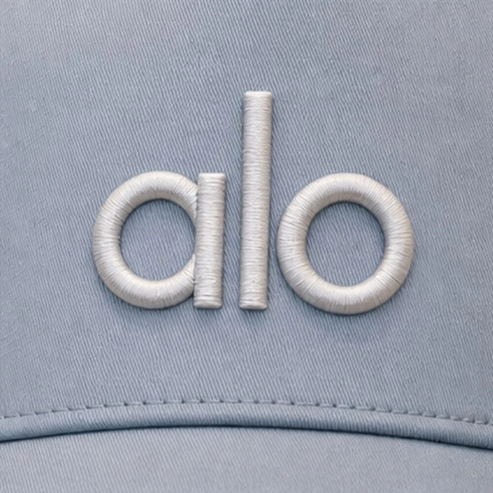 ALO Yoga Mist Blue Gray Studio Mesh Trucker Cap Hat Sporty